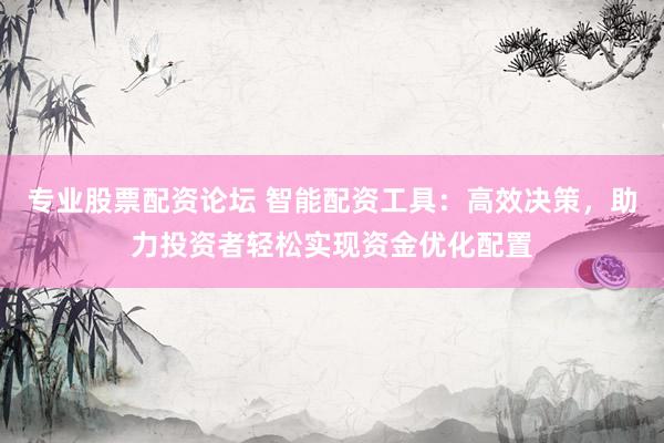 专业股票配资论坛 智能配资工具：高效决策，助力投资者轻松实现资金优化配置