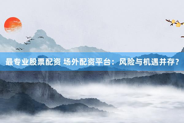 最专业股票配资 场外配资平台：风险与机遇并存？