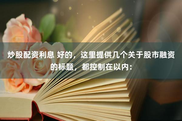 炒股配资利息 好的，这里提供几个关于股市融资的标题，都控制在以内：