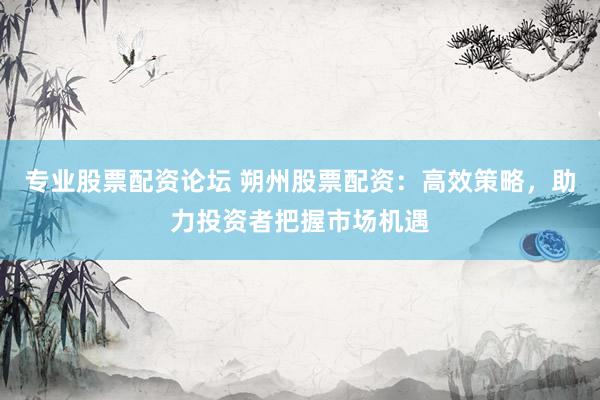 专业股票配资论坛 朔州股票配资：高效策略，助力投资者把握市场机遇