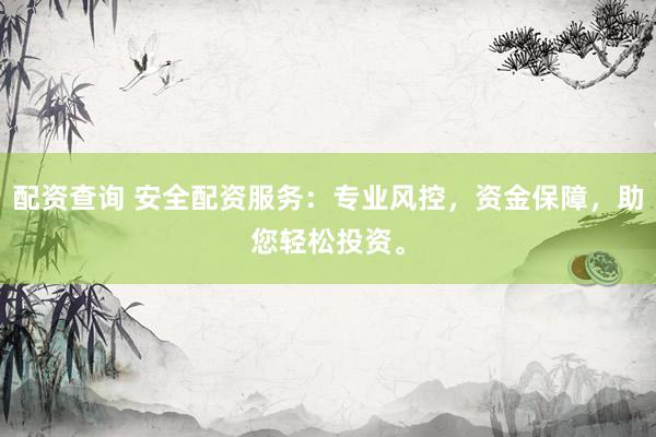 配资查询 安全配资服务：专业风控，资金保障，助您轻松投资。