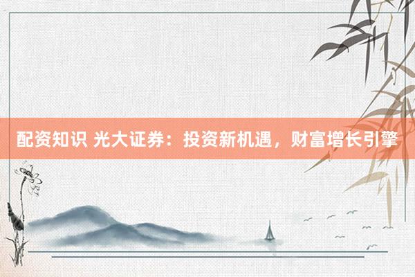 配资知识 光大证券：投资新机遇，财富增长引擎