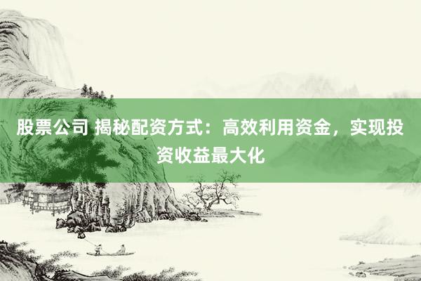 股票公司 揭秘配资方式：高效利用资金，实现投资收益最大化