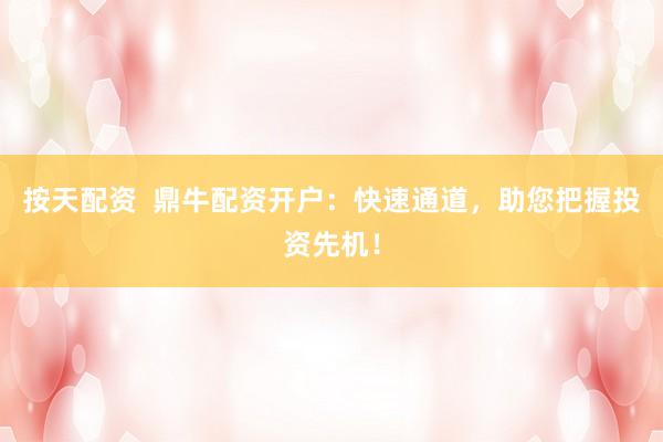 按天配资  鼎牛配资开户：快速通道，助您把握投资先机！