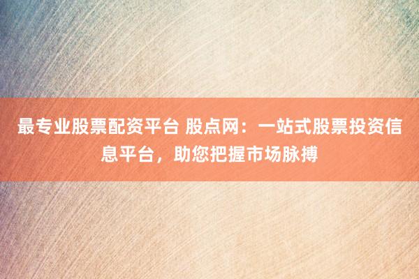 最专业股票配资平台 股点网：一站式股票投资信息平台，助您把握市场脉搏