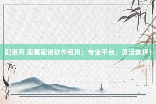 配资网 股票配资软件租用：专业平台，灵活选择！