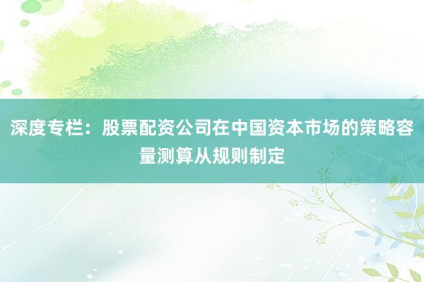 深度专栏：股票配资公司在中国资本市场的策略容量测算从规则制定