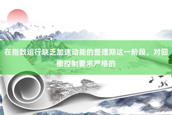 在指数运行缺乏加速动能的整理期这一阶段，对回撤控制要求严格的