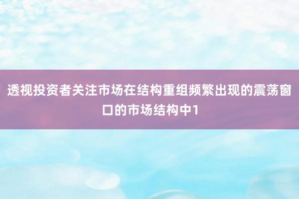 透视投资者关注市场在结构重组频繁出现的震荡窗口的市场结构中1