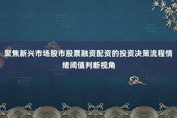 聚焦新兴市场股市股票融资配资的投资决策流程情绪阈值判断视角