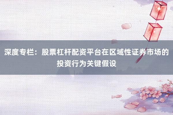 深度专栏：股票杠杆配资平台在区域性证券市场的投资行为关键假设