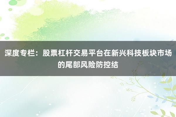 深度专栏：股票杠杆交易平台在新兴科技板块市场的尾部风险防控结