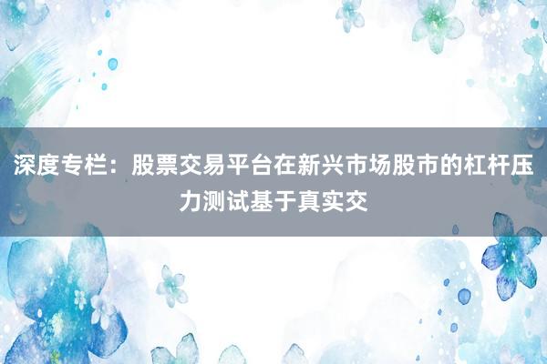 深度专栏：股票交易平台在新兴市场股市的杠杆压力测试基于真实交