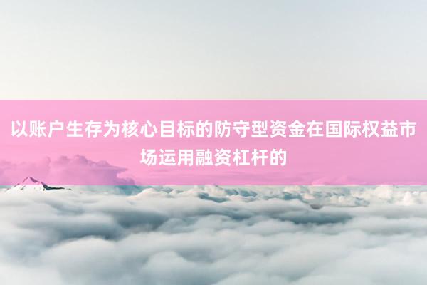 以账户生存为核心目标的防守型资金在国际权益市场运用融资杠杆的